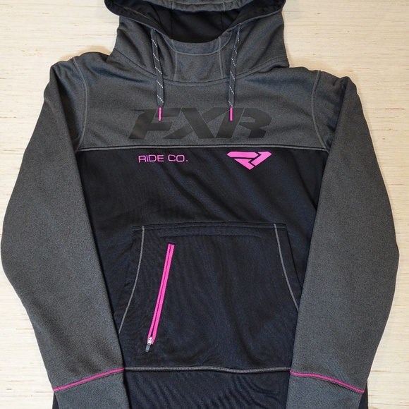 FXR Ride Co. Performance Hoodie Black Gray Pink Size Small - Picture 1 of 5